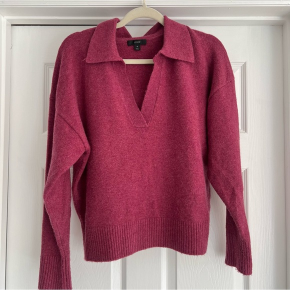 J.CREW Cranberry polo Collared V-Neck Sweater - Picture 3 of 9